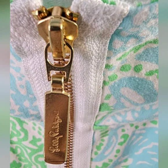 Lilly Pulitzer Leona Zip-Up Sweatshirt. Get Crackin'. Lightweight - Picture 5 of 9